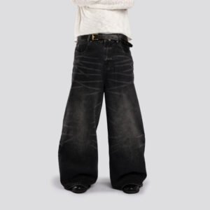 Vintage Wash Wide Leg Baggy Jeans