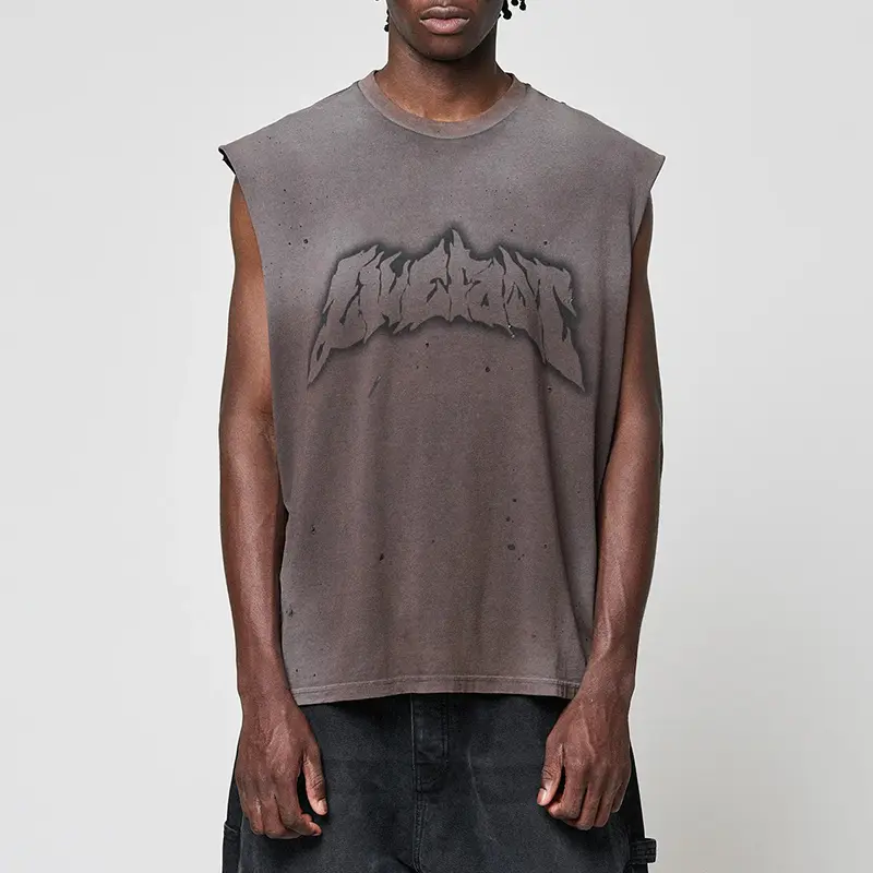 Vintage Wash Sleeveless Print T-Shirt