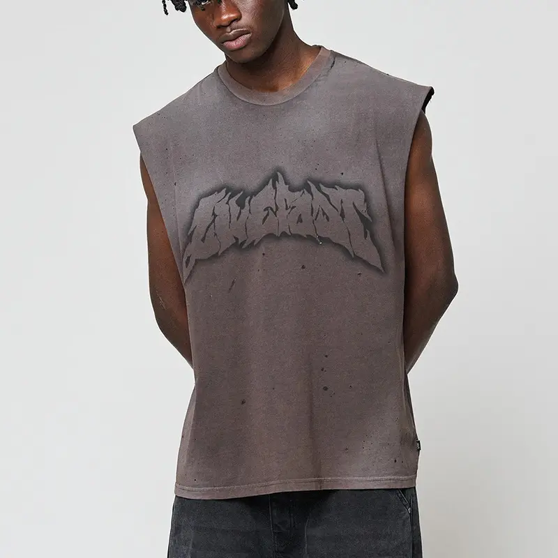Vintage Wash Sleeveless Print T-Shirt - Image 2
