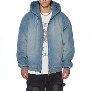 Oversized Washed Zip-Up Hoodie Jacket