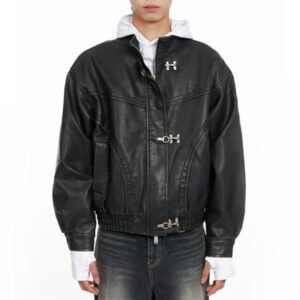 Faux Leather Toggle Buckle Jacket