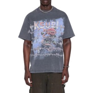 Grey-Blue Vintage Print T-shirt