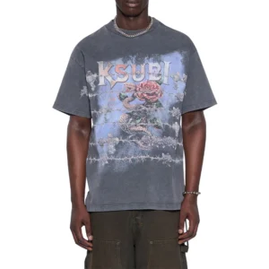 Grey-Blue Vintage Print T-shirt