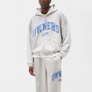 Grey Graphic Zip-Up Hoodie and Jogger Set