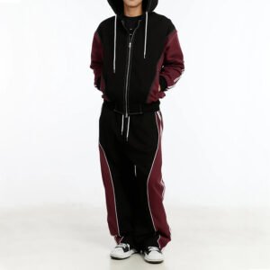 Color Block Zip-Up Hoodie Tracksuit Set