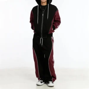 Color Block Zip-Up Hoodie Tracksuit Set