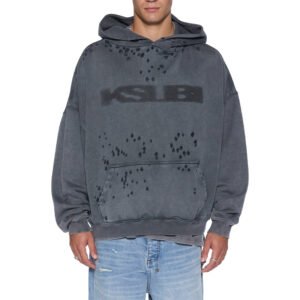 Distressed Wash Oversized Letter Hoodie