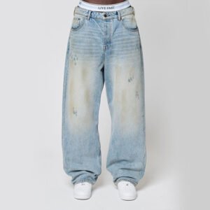 Light Wash Baggy Wide Leg Jeans