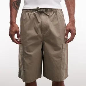 Beige Drawstring Casual Shorts for Men