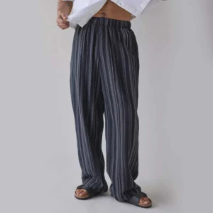 Black Striped Wide Leg Pants