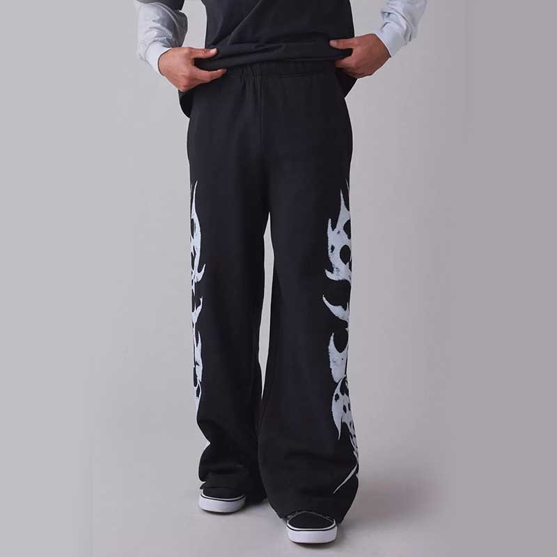 Black Graphic Print Sweatpants - Image 3