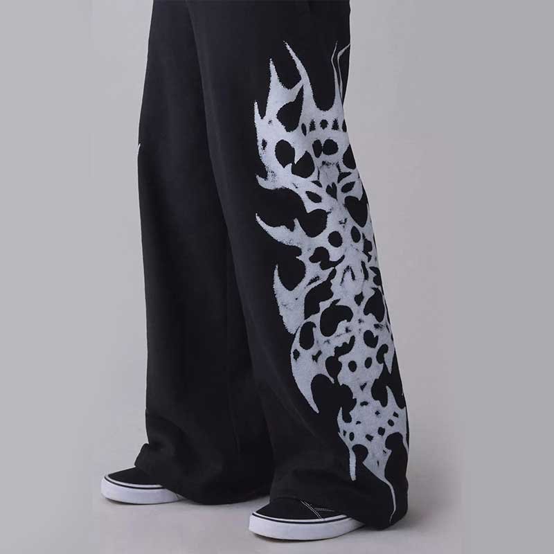 Black Graphic Print Sweatpants - Image 2