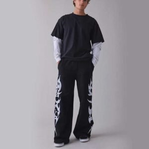Black Graphic Print Sweatpants