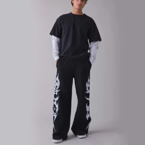 Black Graphic Print Sweatpants