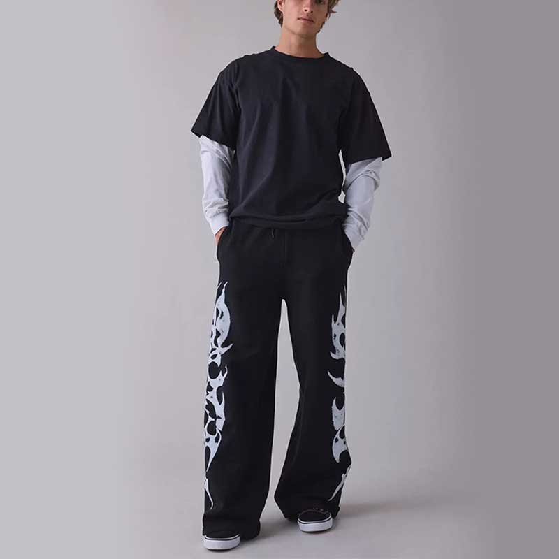 Black Graphic Print Sweatpants