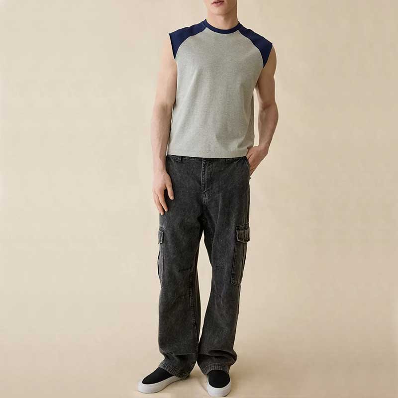 Color Block Sleeveless Men's T-Shirt - Image 3