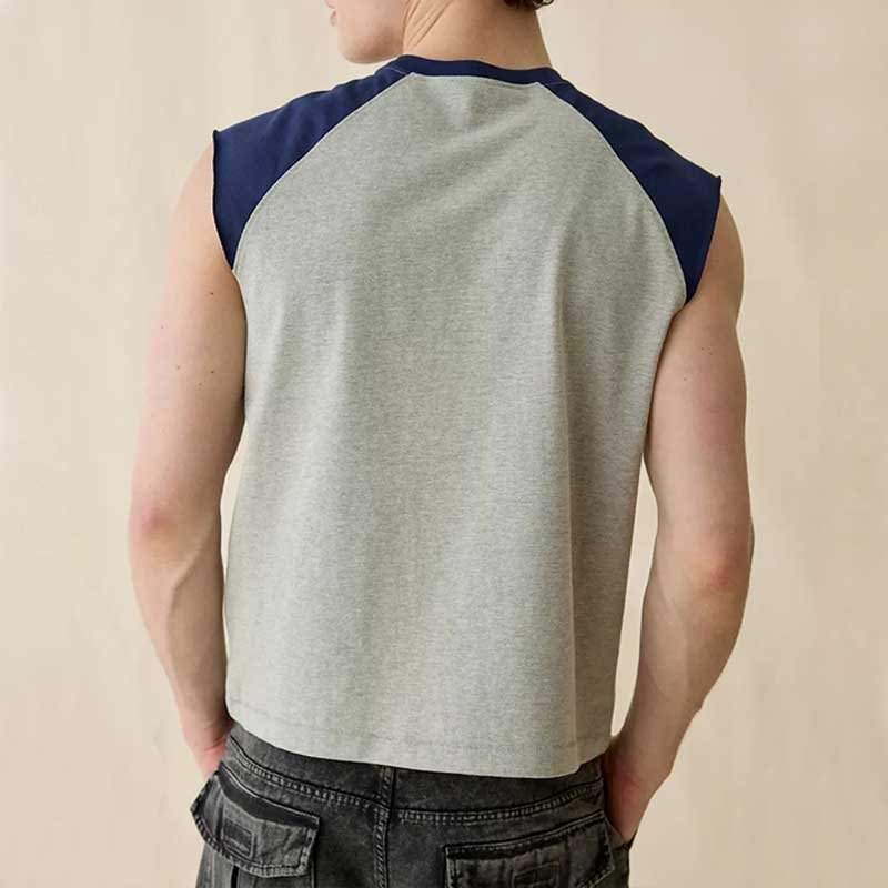 Color Block Sleeveless Men's T-Shirt - Image 2