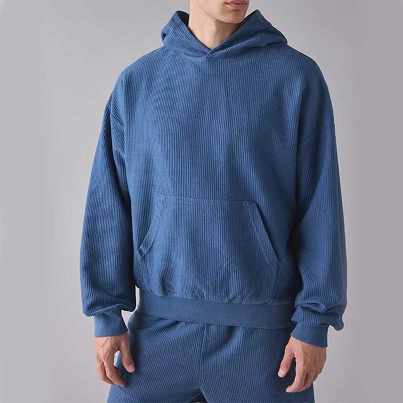 Blue Pullover Hoodie and Shorts Set for Men - Image 2
