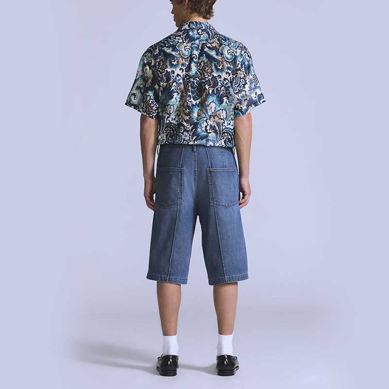 Men's Cropped Denim Shorts with Front Seam Detail - Image 3
