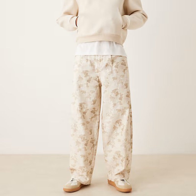 Camo Print Wide-Leg Pants for Men
