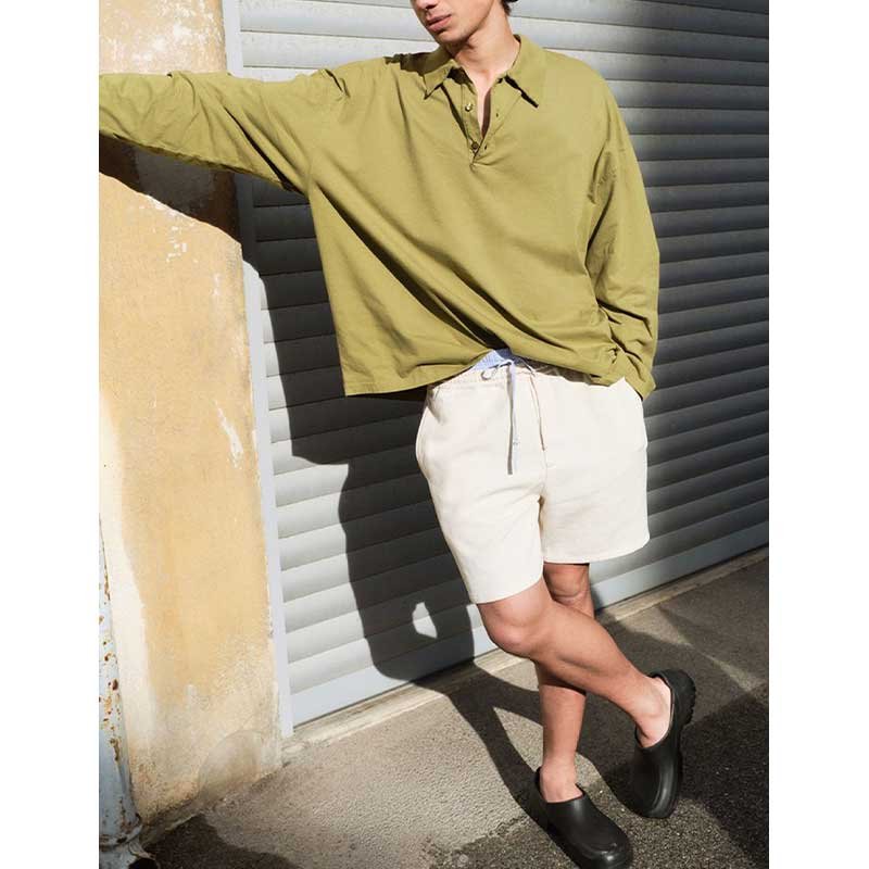 Olive Green Long-Sleeve Men's Polo Shirt - Image 3