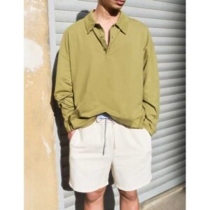 Olive Green Long-Sleeve Men's Polo Shirt