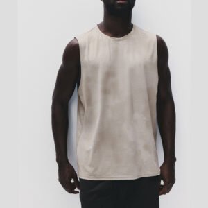 Distressed Grey Loose-Fit Tank Top