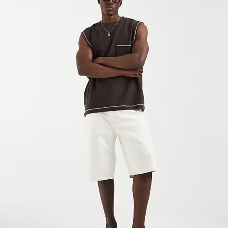 Heavyweight Sleeveless T shirt with Contrast Stitching - Image 4
