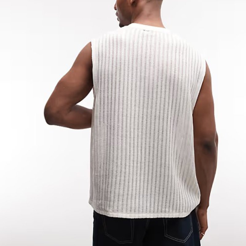 Loose-fitting Textured Fabric Tank Top - Image 4