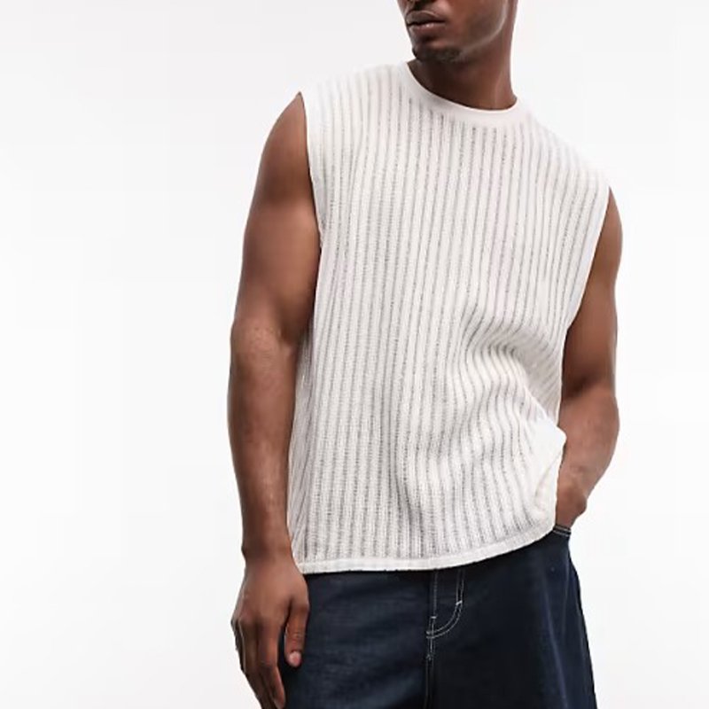 Loose-fitting Textured Fabric Tank Top