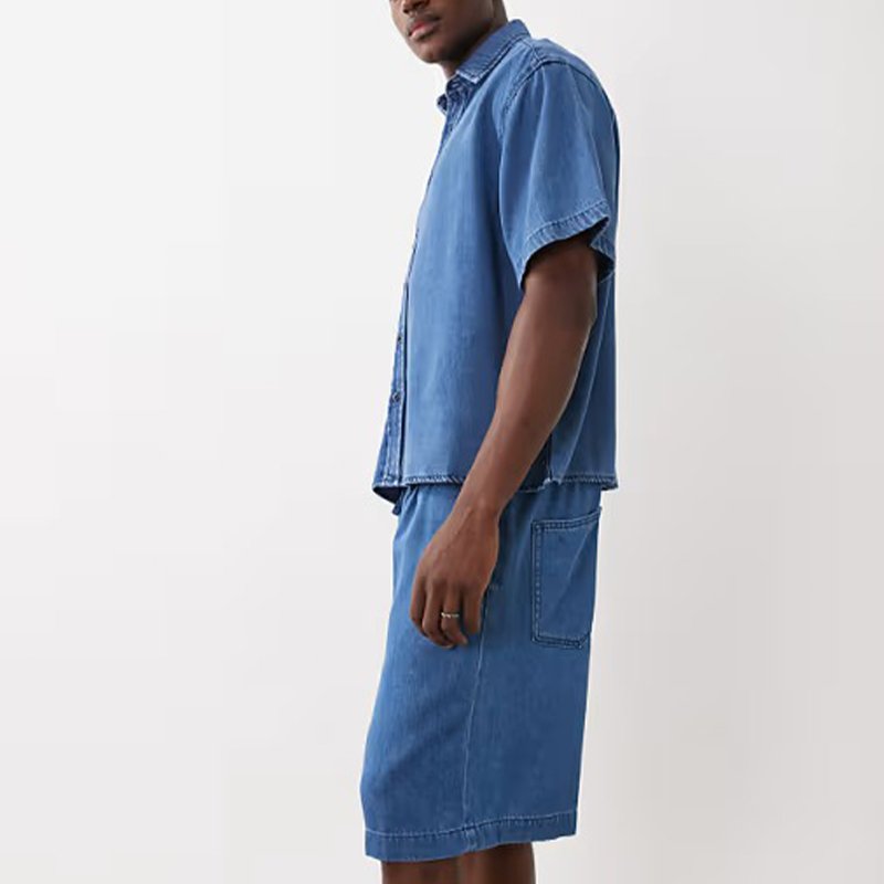 Washed Short-Sleeve Denim Shirt Set - Image 2