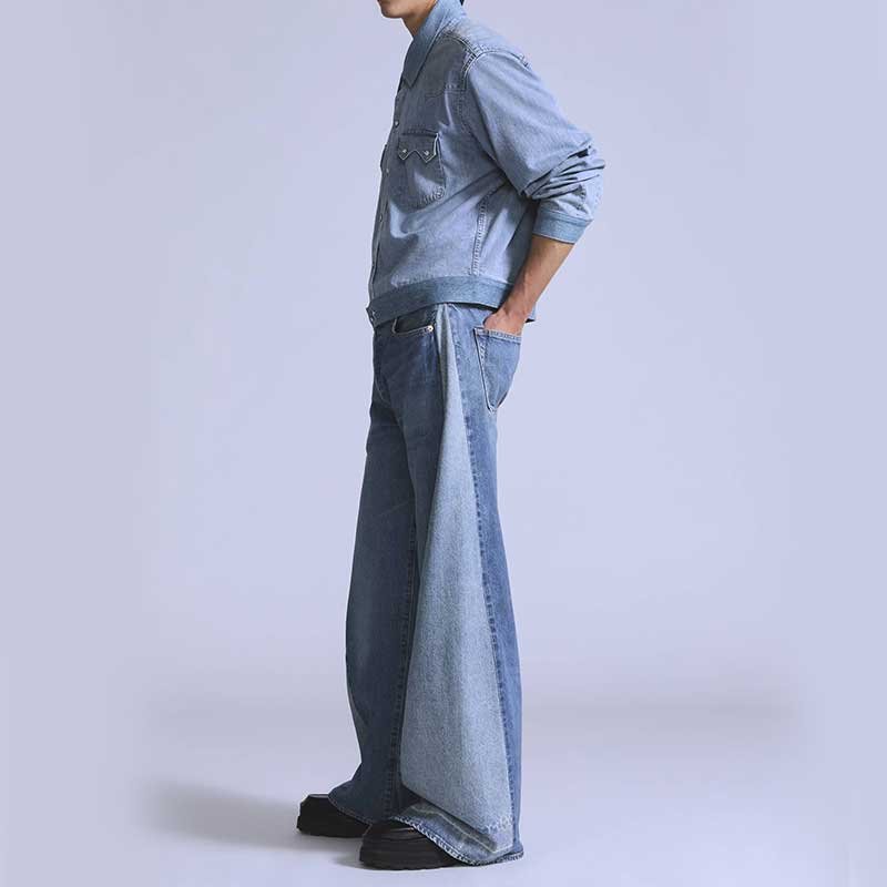 Custom Men's Patchwork Denim Jeans for Streetwear - Image 2