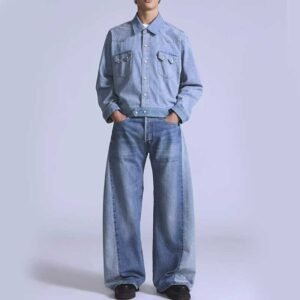 Custom Men's Patchwork Denim Jeans for Streetwear