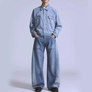 Custom Men's Patchwork Denim Jeans for Streetwear