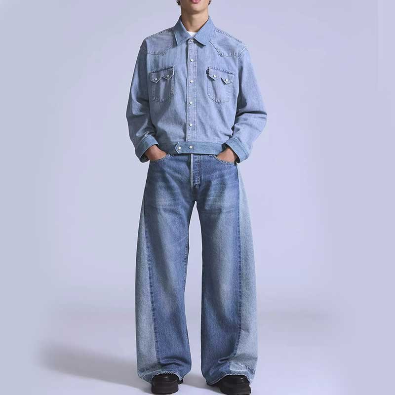 Custom Men's Patchwork Denim Jeans for Streetwear