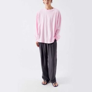 Custom Pink Long-Sleeve T-Shirt for Men