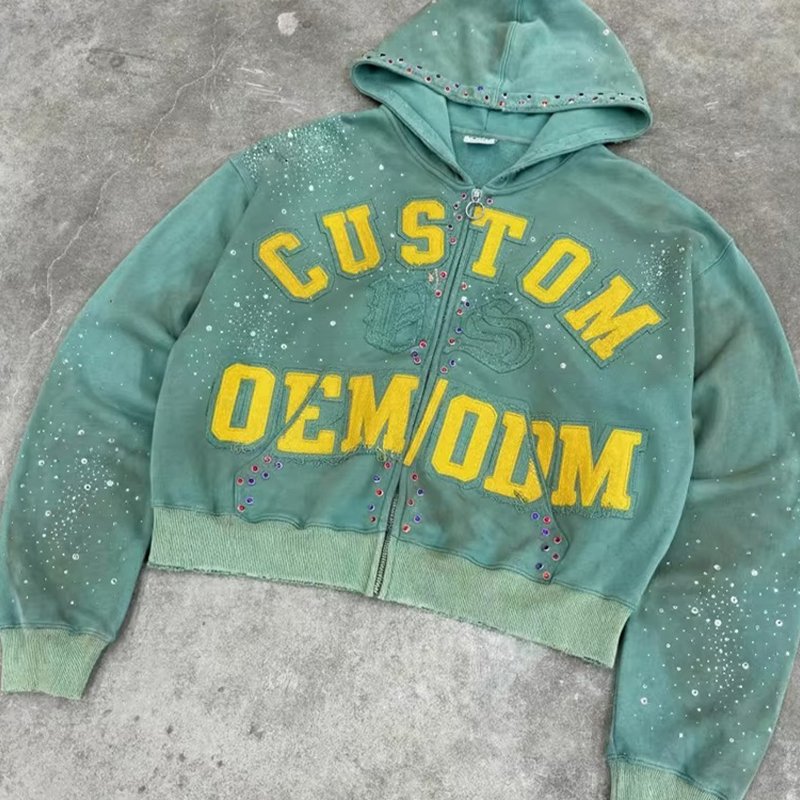 Vintage-style Embroidery Zipped Men’s Hoodie
