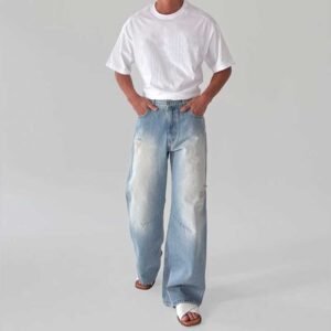 Custom Washed-Faded Blue Denim Pants