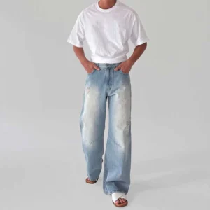 Custom Washed-Faded Blue Denim Pants