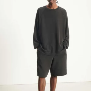 Washed Black Oversized Sweatshirt and Shorts Set
