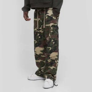 Camo Rhinestone Baggy Cargo Pants