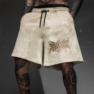 Washed Graphic Sweat Shorts with Drawstring Waist