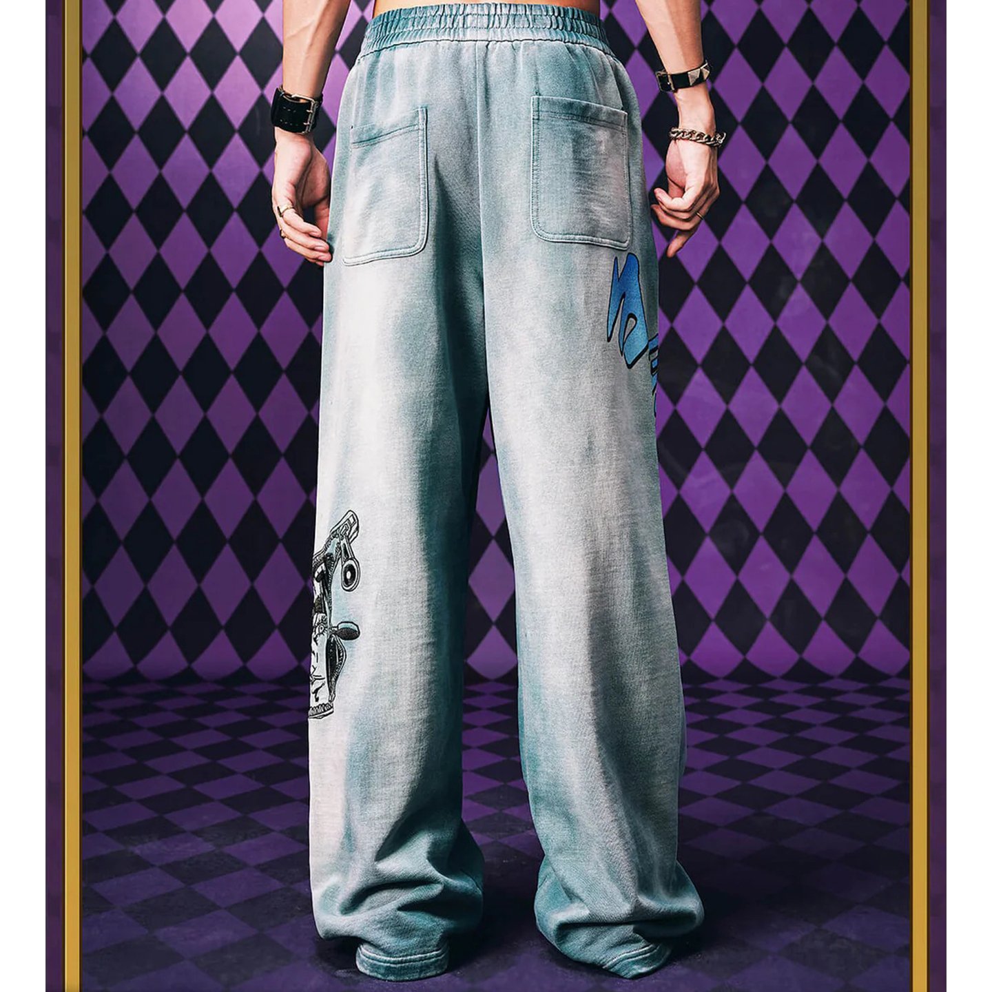 Washed Baggy Graphic Sweatpants with Back Pockets - Image 3