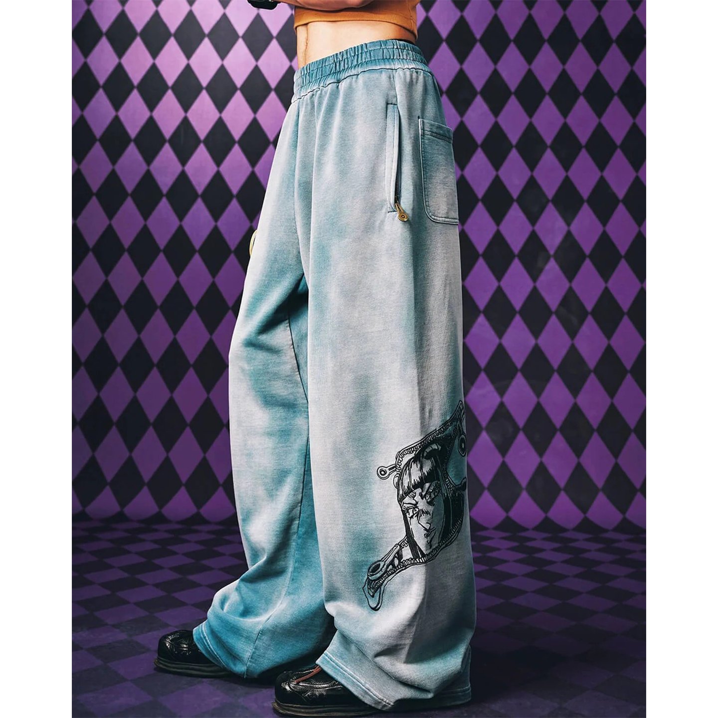 Washed Baggy Graphic Sweatpants with Back Pockets - Image 4