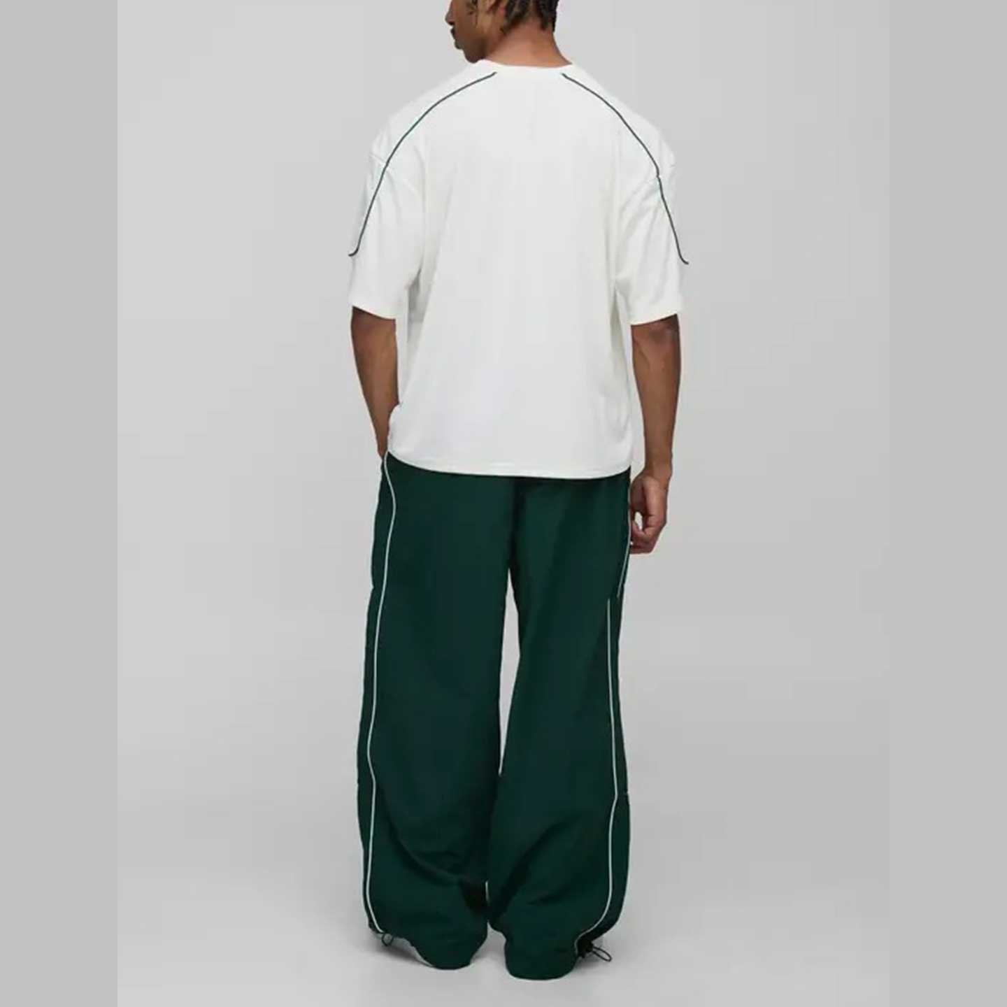 Wide-Leg Track Pants with Side Piping - Image 2