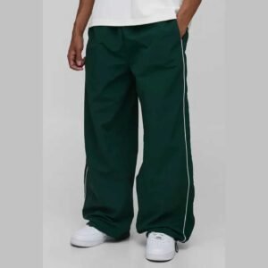 Wide-Leg Track Pants with Side Piping