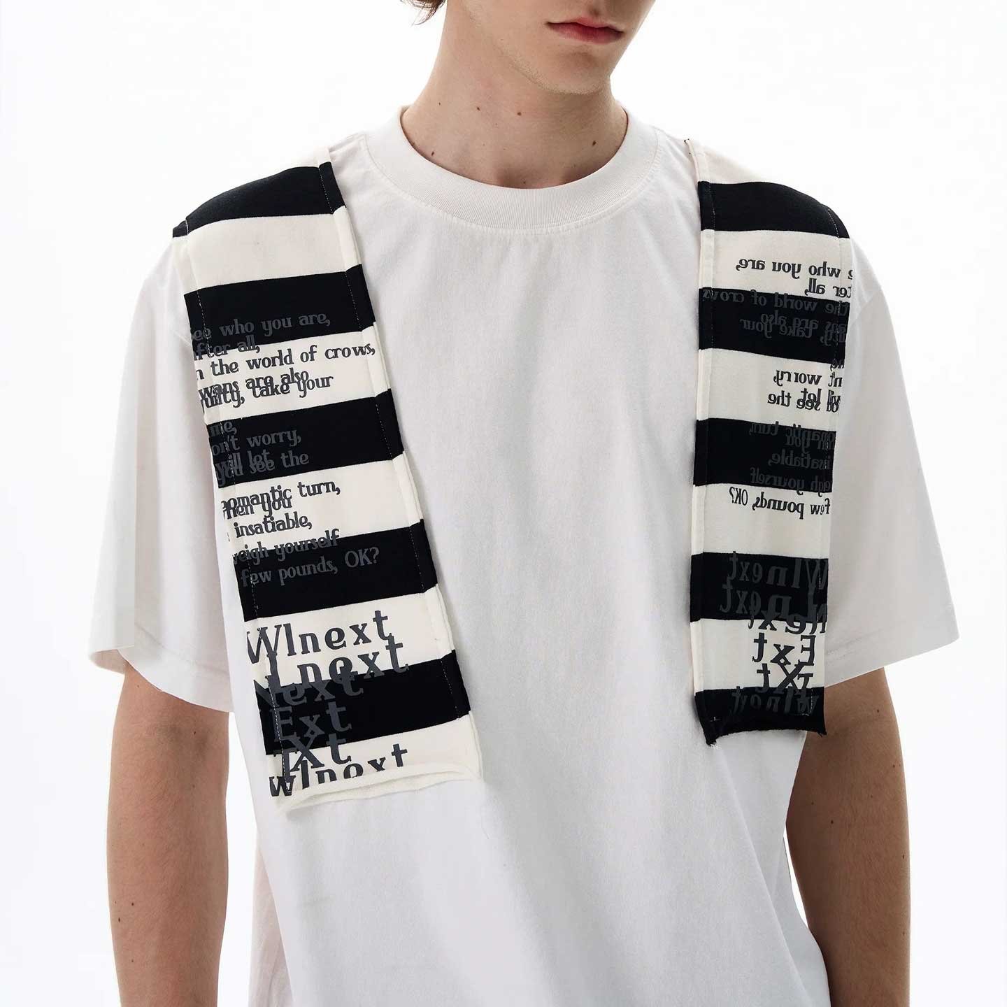 Oversized T-Shirt with Graphic Stripe Patchwork - Image 2