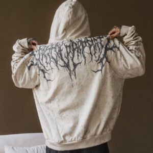Men’s Oversized Washed Hoodie with Thorn Graphic Print