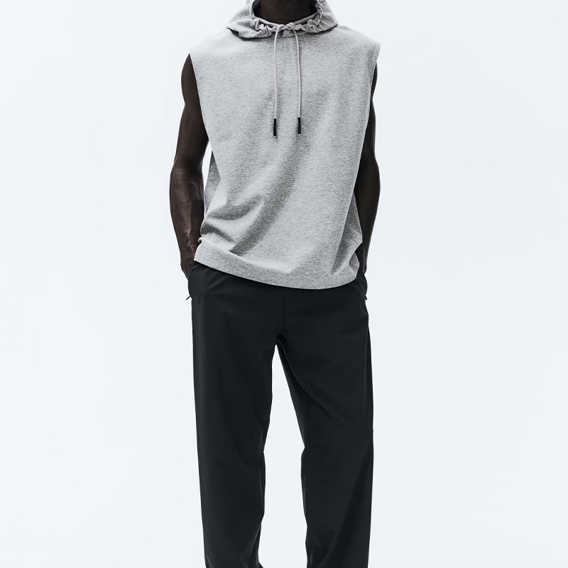 Men's Grey Sleeveless Hooded Sweatshirt - Image 3