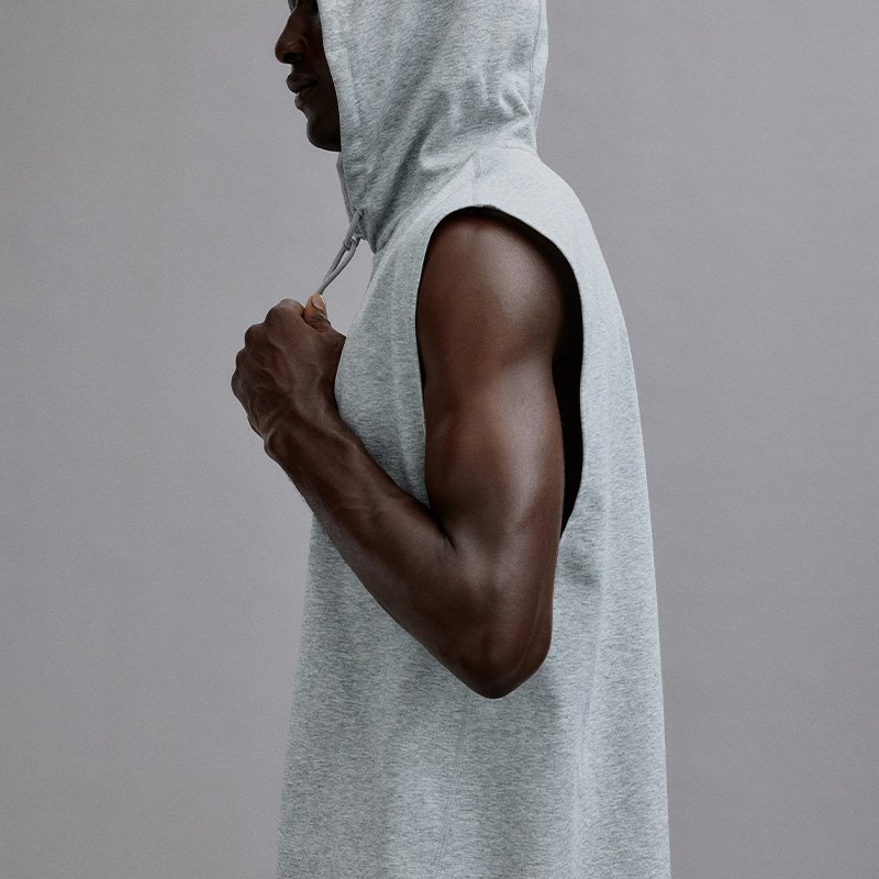 Men's Grey Sleeveless Hooded Sweatshirt - Image 2